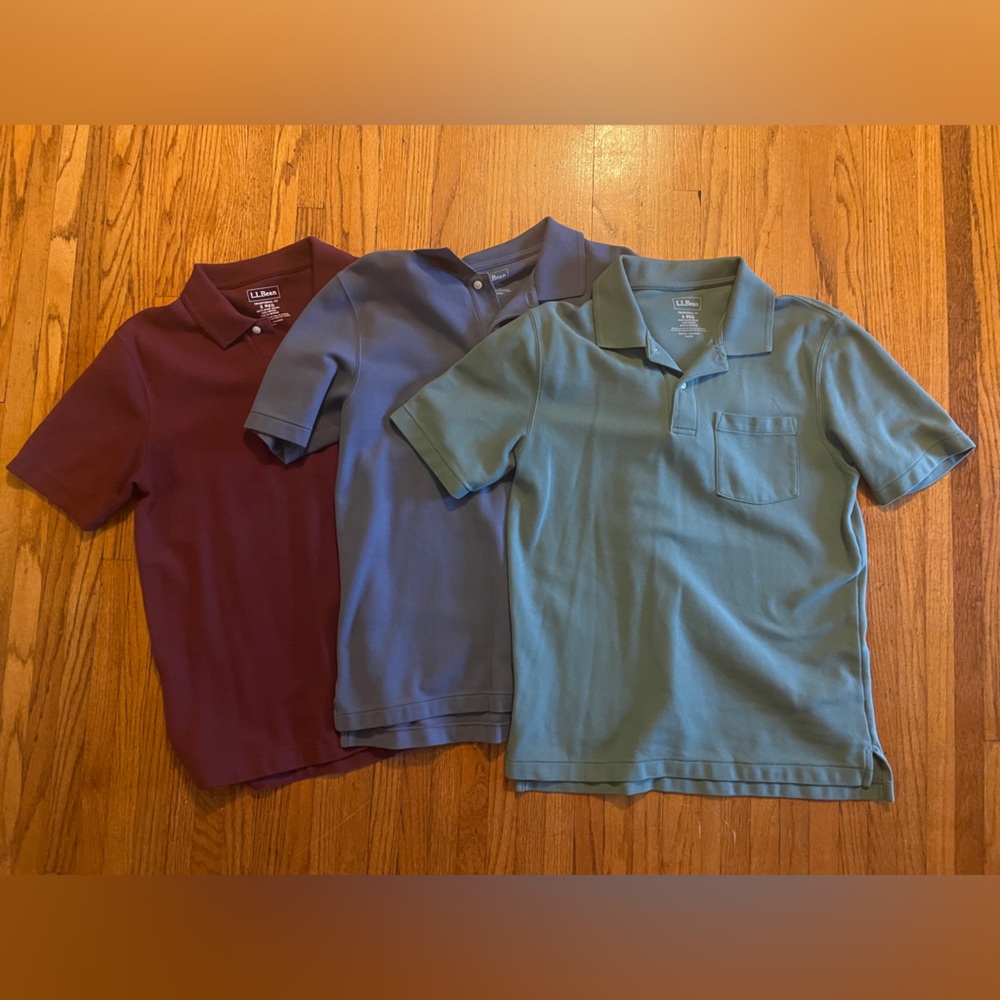 L.L.Bean Men's Polo Shirt Set in Blue, Green, and Burgundy
